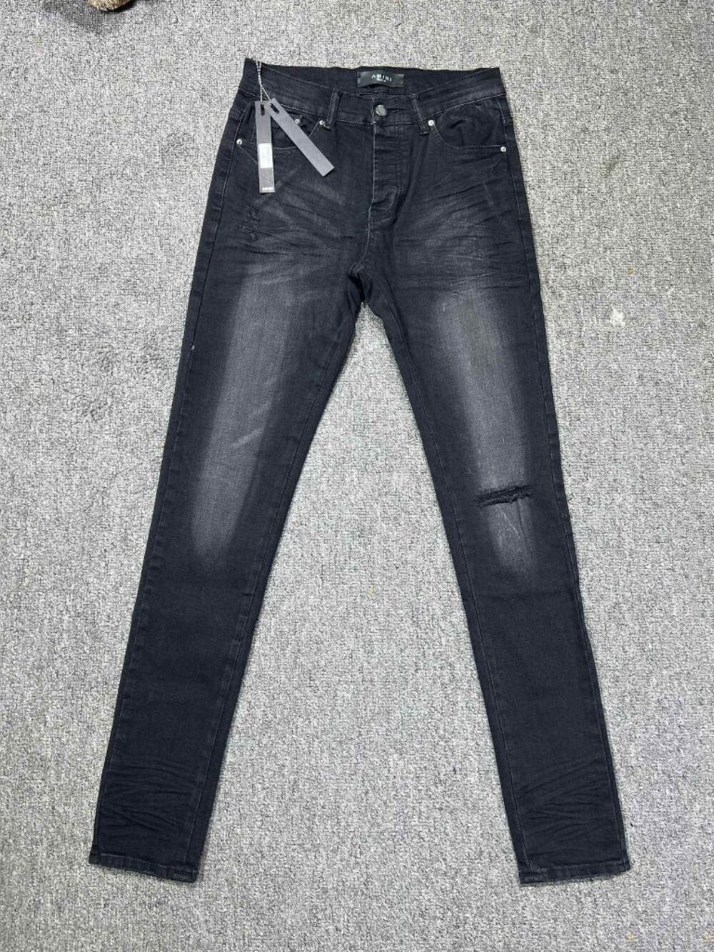 AMIRI Black Ripped Stripes Simple No Pattern Casual Black Jeans